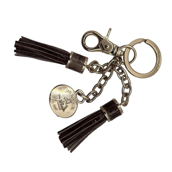 Brahmin Coin Brown Tassel Bag Charm Key Chain Fob Purse Accessory - Picture 1 of 3